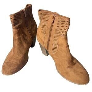 Gap Women's Laser Cut Heeled Ankle Booties Brown Size 9